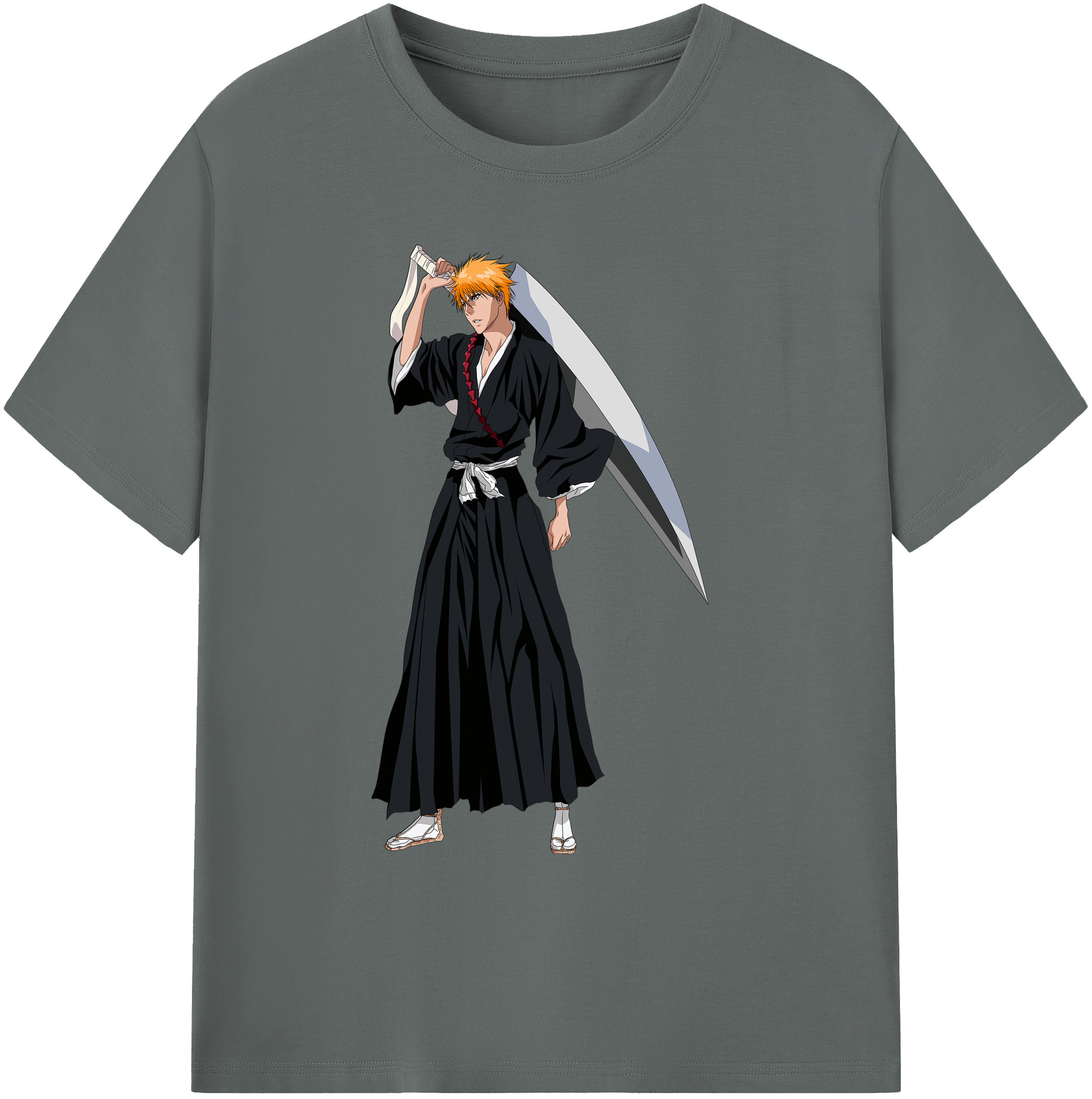 （画像用） ブリーチ 黒崎一護（くろさき いちご）BLEACH Kurosaki Ichigo 綿100％ メンズ半袖Tシャツ｜肌触りやわらか＆通気性
